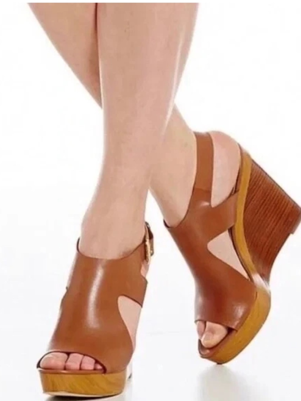 Michael Kors Josephine Leather Wedge Sandals Size 7.5 - Picture 11 of 11